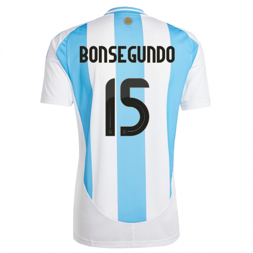 Vaikiškas Argentina Florencia Bonsegundo #15 Balta Mėlyna Namų Marškinėliai 24-26 T-Shirt