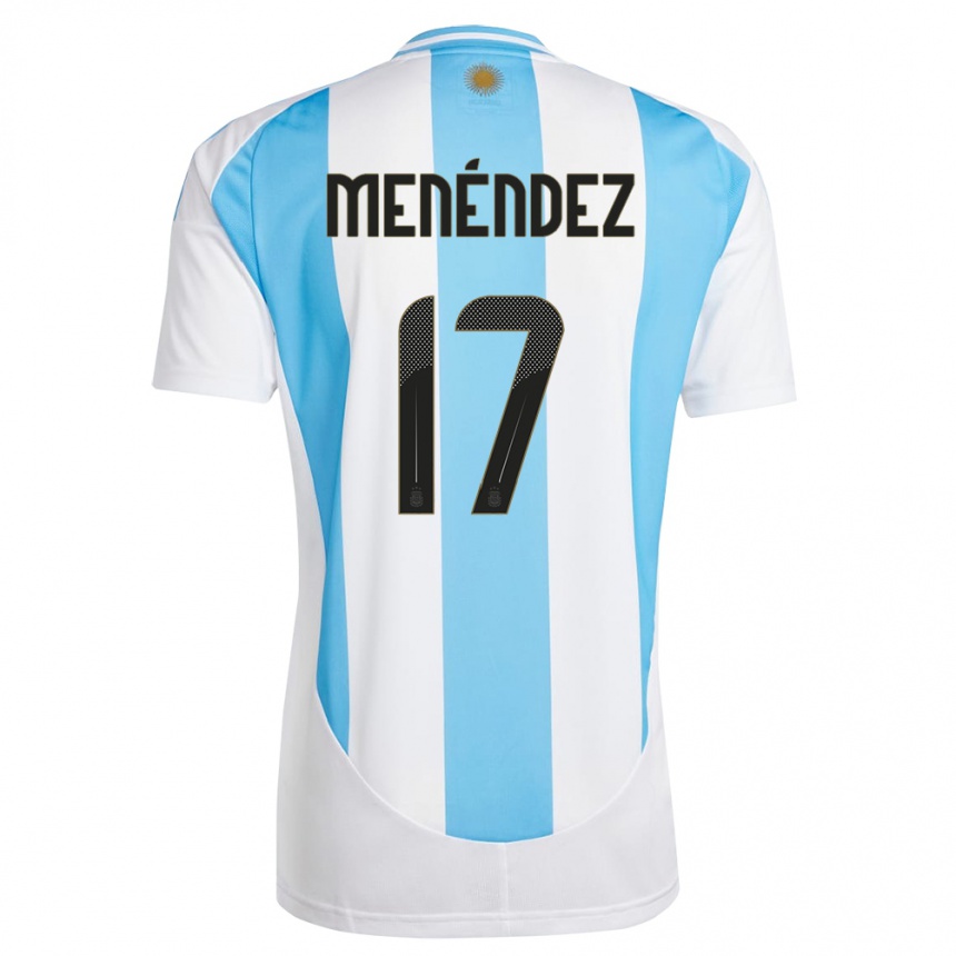 Vaikiškas Argentina Milagros Menendez #17 Balta Mėlyna Namų Marškinėliai 24-26 T-Shirt