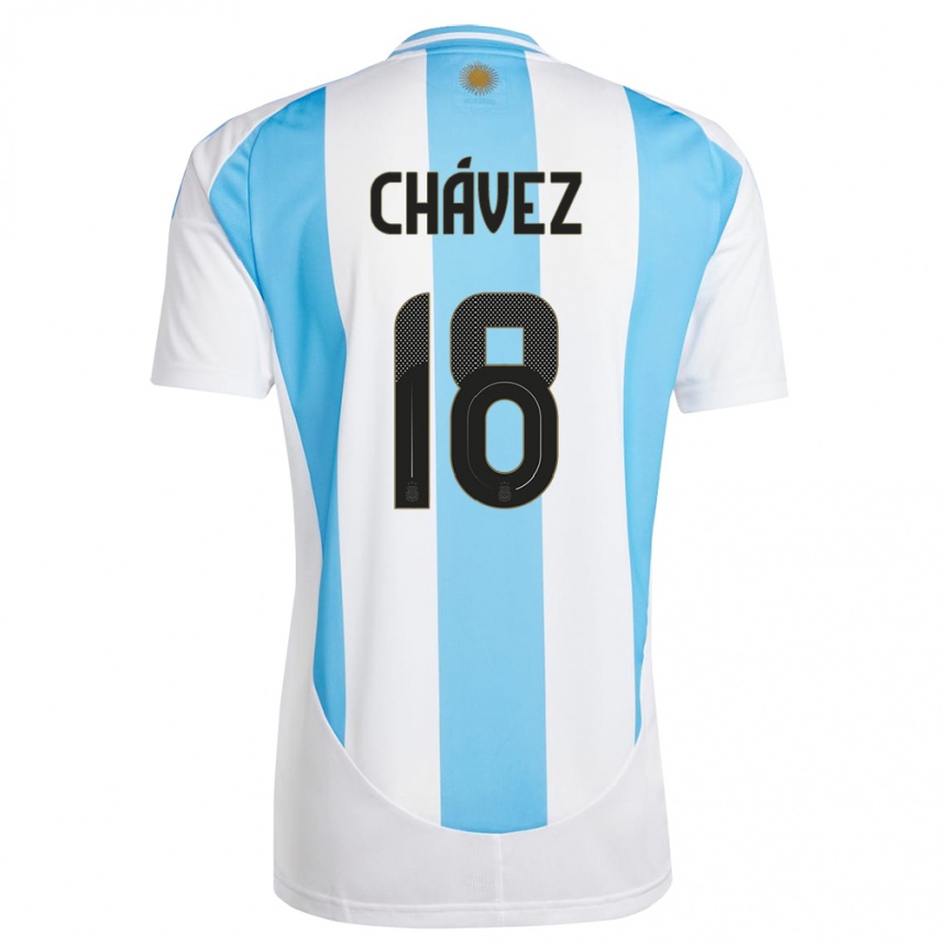 Vaikiškas Argentina Gabriela Chavez #18 Balta Mėlyna Namų Marškinėliai 24-26 T-Shirt