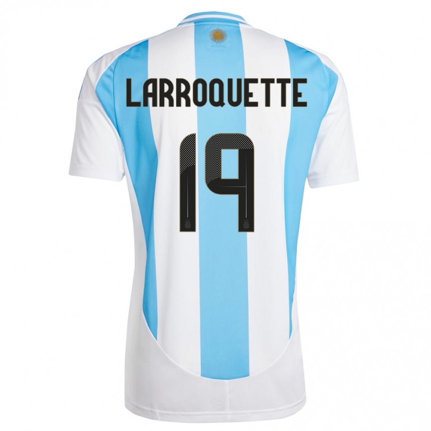 Vaikiškas Argentina Mariana Larroquette #19 Balta Mėlyna Namų Marškinėliai 24-26 T-Shirt