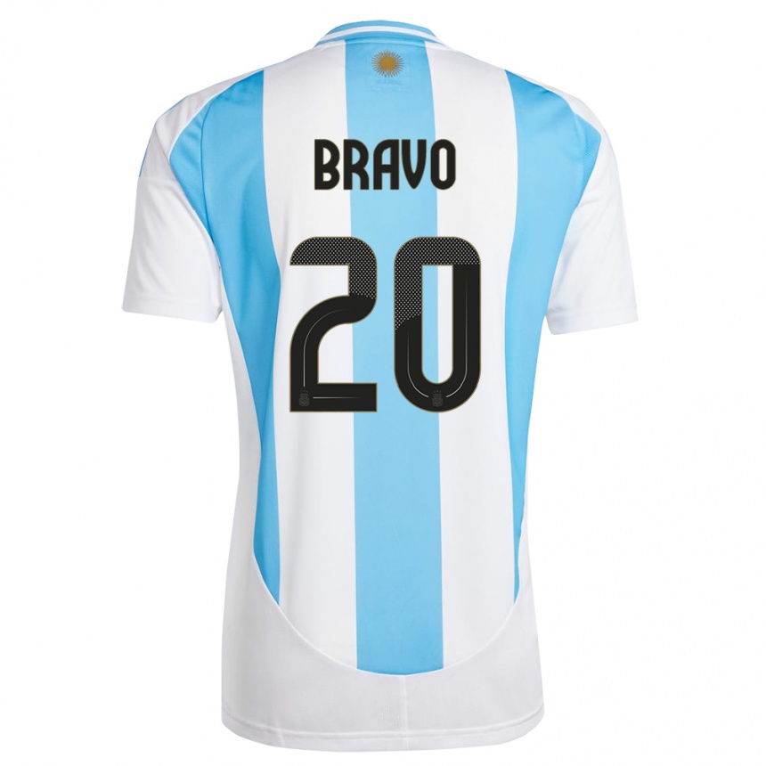 Vaikiškas Argentina Ruth Bravo #20 Balta Mėlyna Namų Marškinėliai 24-26 T-Shirt