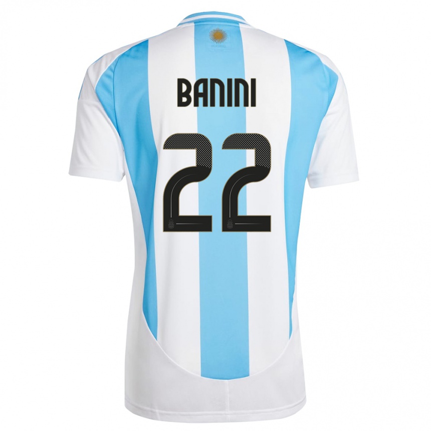 Vaikiškas Argentina Estefania Banini #22 Balta Mėlyna Namų Marškinėliai 24-26 T-Shirt