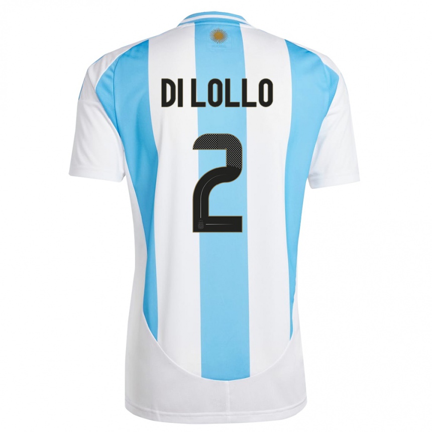 Vaikiškas Argentina Lautaro Di Lollo #2 Balta Mėlyna Namų Marškinėliai 24-26 T-Shirt