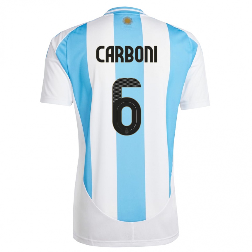 Vaikiškas Argentina Franco Carboni #6 Balta Mėlyna Namų Marškinėliai 24-26 T-Shirt