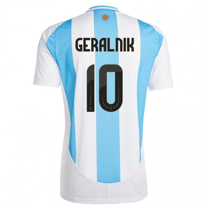 Vaikiškas Argentina Tiago Geralnik #10 Balta Mėlyna Namų Marškinėliai 24-26 T-Shirt