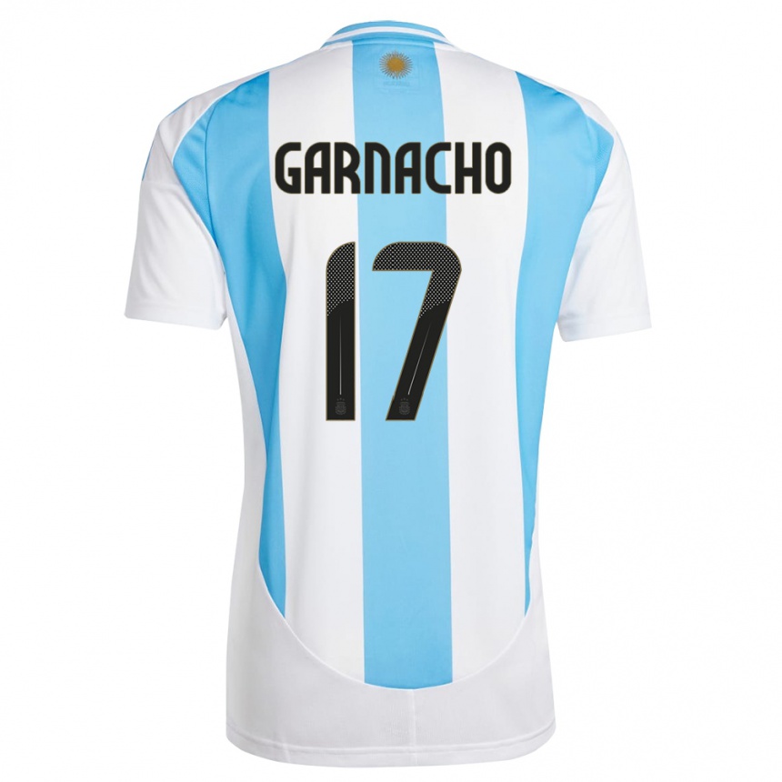 Vaikiškas Argentina Alejandro Garnacho #17 Balta Mėlyna Namų Marškinėliai 24-26 T-Shirt