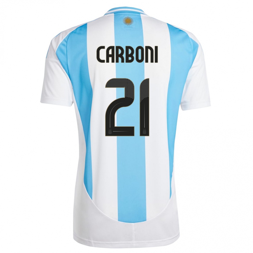 Vaikiškas Argentina Valentin Carboni #21 Balta Mėlyna Namų Marškinėliai 24-26 T-Shirt