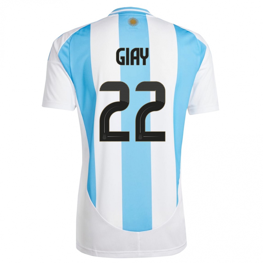 Vaikiškas Argentina Agustin Giay #22 Balta Mėlyna Namų Marškinėliai 24-26 T-Shirt