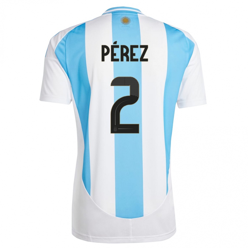 Vaikiškas Argentina Nehuen Perez #2 Balta Mėlyna Namų Marškinėliai 24-26 T-Shirt