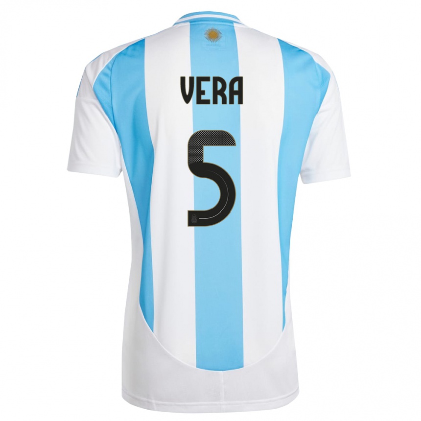 Vaikiškas Argentina Fausto Vera #5 Balta Mėlyna Namų Marškinėliai 24-26 T-Shirt