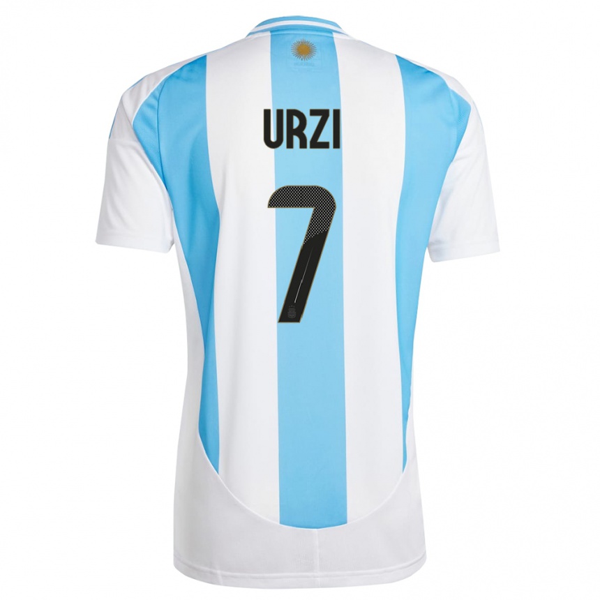 Vaikiškas Argentina Agustin Urzi #7 Balta Mėlyna Namų Marškinėliai 24-26 T-Shirt