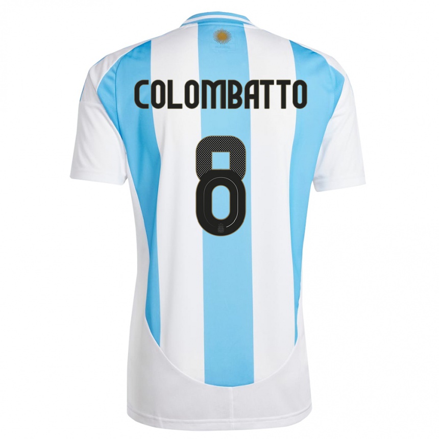 Vaikiškas Argentina Santiago Colombatto #8 Balta Mėlyna Namų Marškinėliai 24-26 T-Shirt