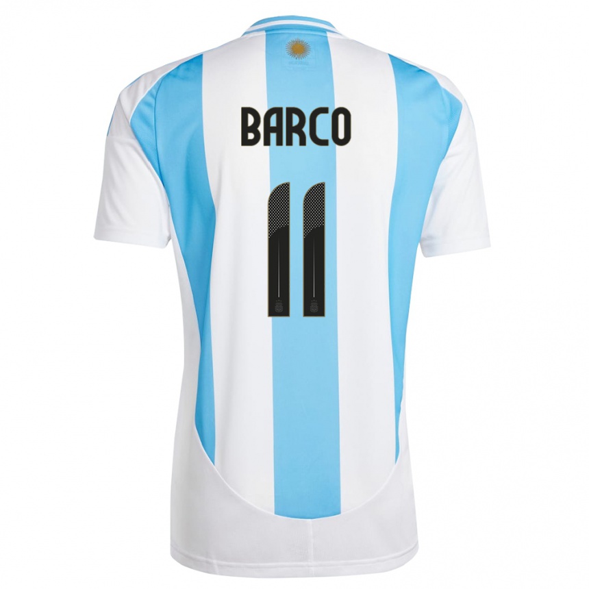 Vaikiškas Argentina Ezequiel Barco #11 Balta Mėlyna Namų Marškinėliai 24-26 T-Shirt