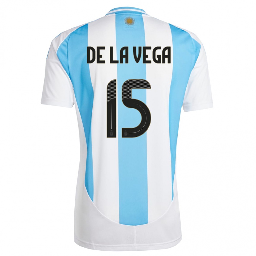 Vaikiškas Argentina Pedro De La Vega #15 Balta Mėlyna Namų Marškinėliai 24-26 T-Shirt