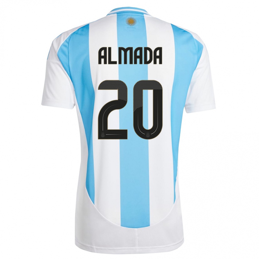 Vaikiškas Argentina Thiago Almada #20 Balta Mėlyna Namų Marškinėliai 24-26 T-Shirt