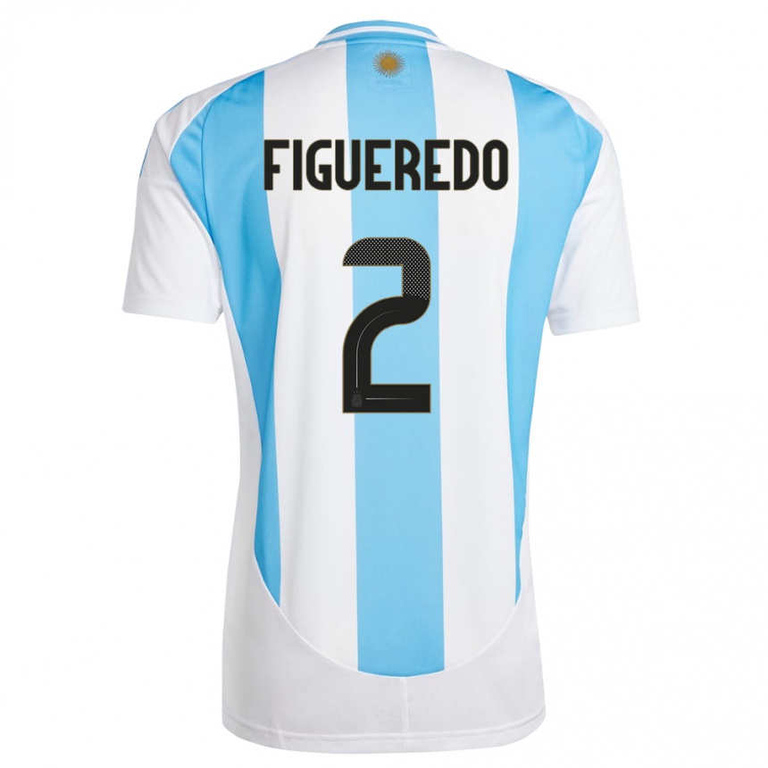 Vaikiškas Argentina Leandro Figueredo #2 Balta Mėlyna Namų Marškinėliai 24-26 T-Shirt