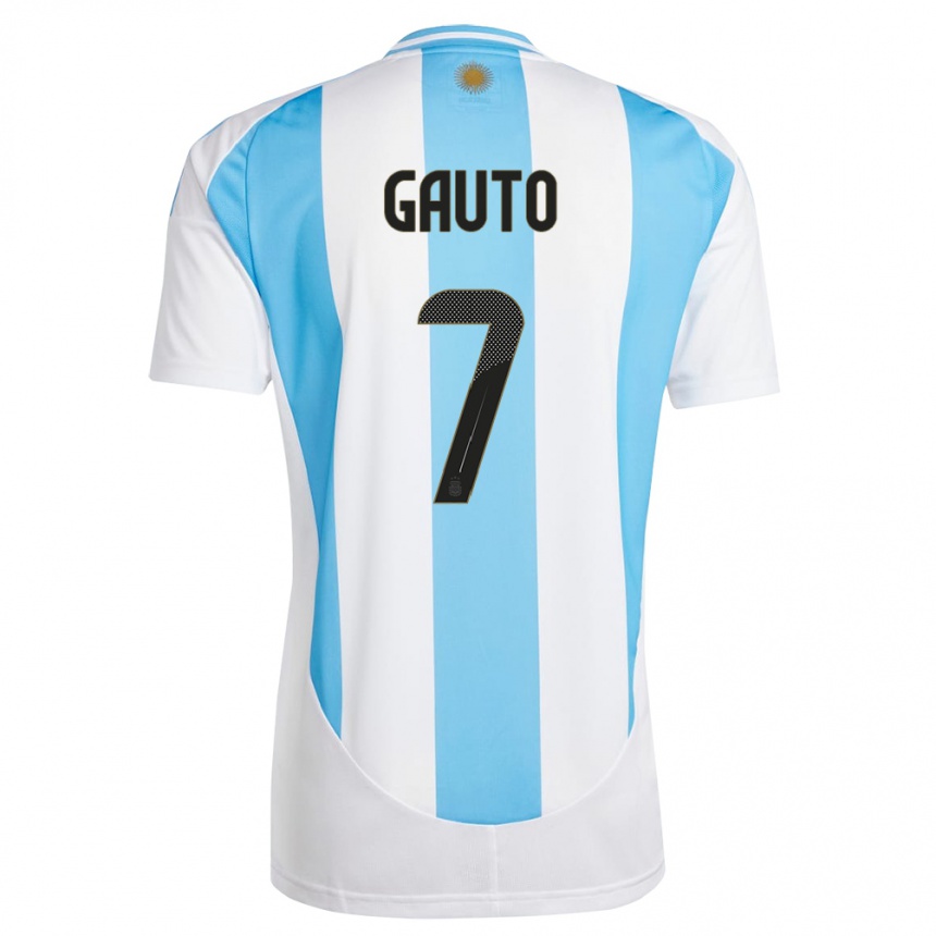 Vaikiškas Argentina Juan Gauto #7 Balta Mėlyna Namų Marškinėliai 24-26 T-Shirt