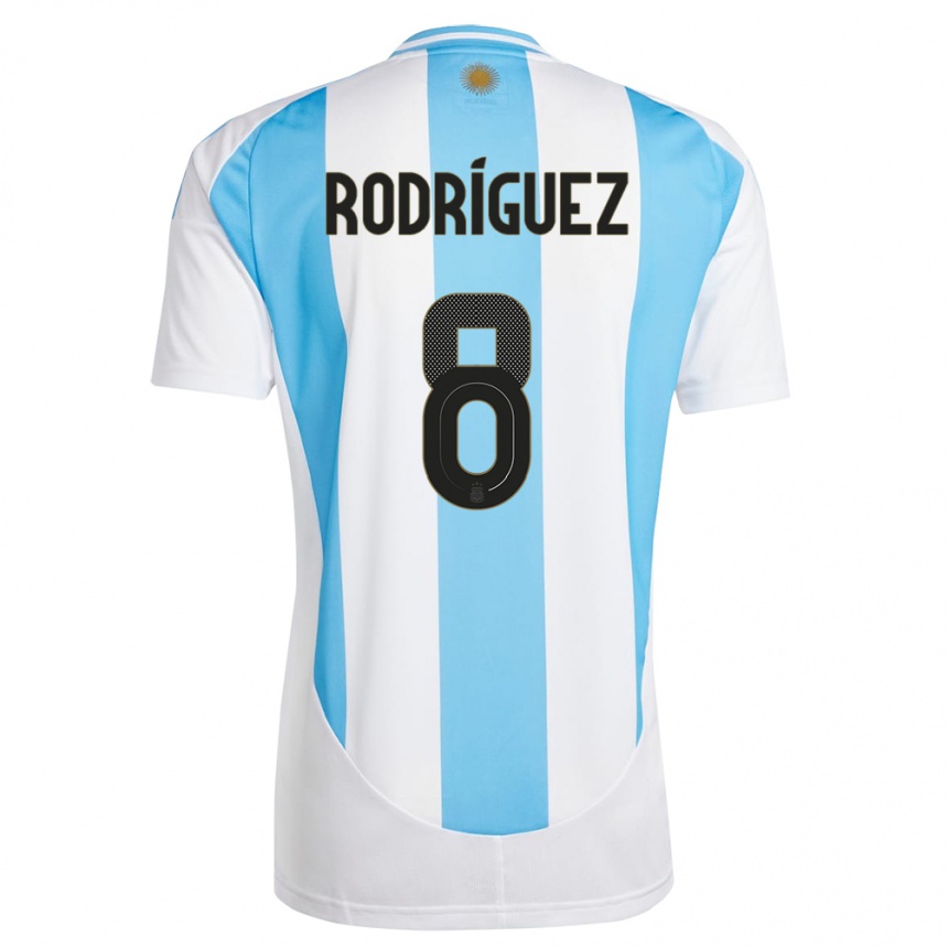 Vaikiškas Argentina Agustin Rodriguez #8 Balta Mėlyna Namų Marškinėliai 24-26 T-Shirt