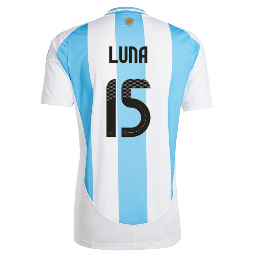 Vaikiškas Argentina Alex Luna #15 Balta Mėlyna Namų Marškinėliai 24-26 T-Shirt