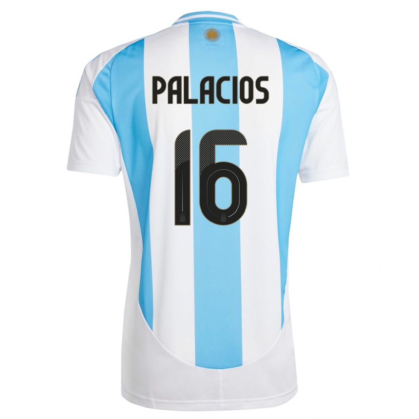 Vaikiškas Argentina Tomas Palacios #16 Balta Mėlyna Namų Marškinėliai 24-26 T-Shirt