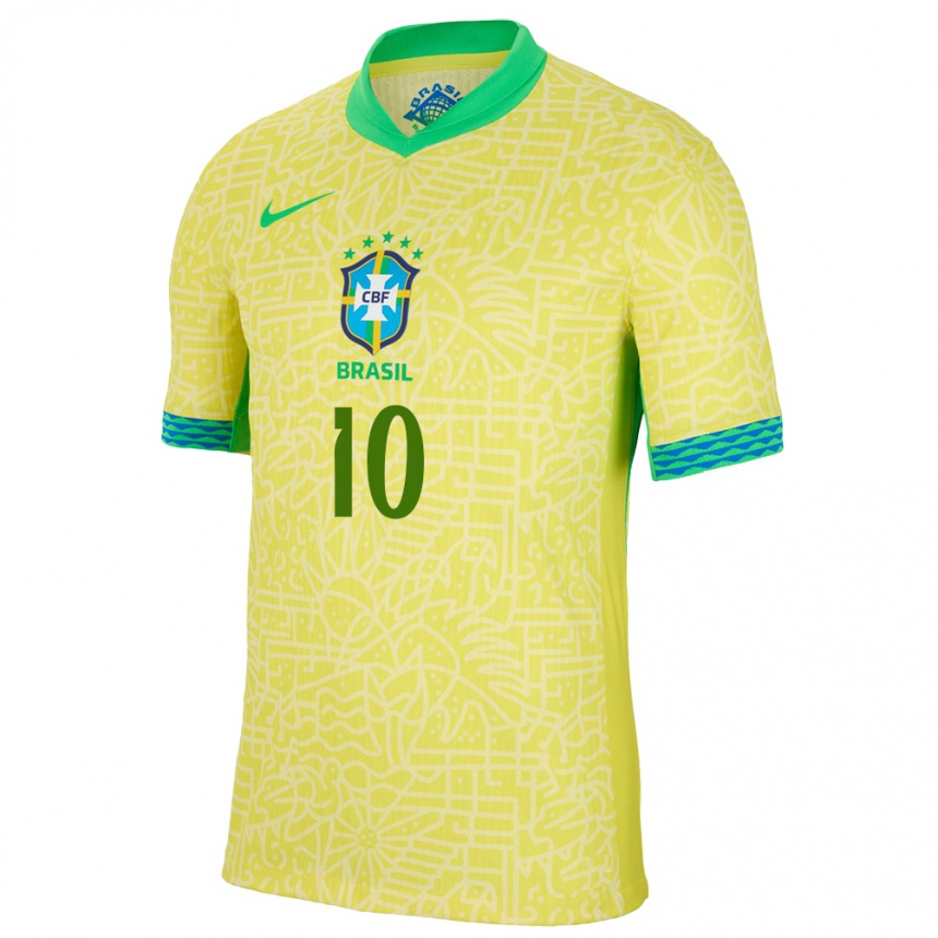 Vaikiškas Brazilija Neymar #10 Geltona Namų Marškinėliai 24-26 T-Shirt