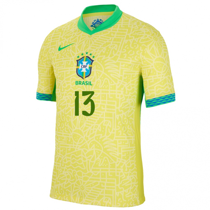 Vaikiškas Brazilija Roger Ibanez #13 Geltona Namų Marškinėliai 24-26 T-Shirt