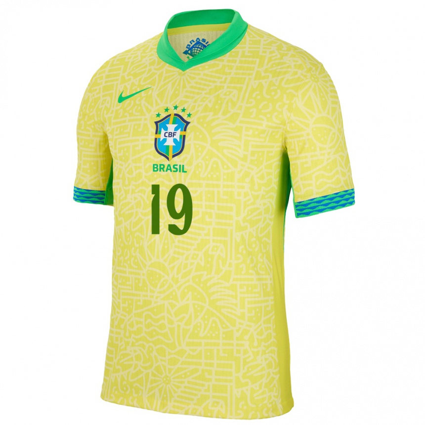 Vaikiškas Brazilija Felipe Lima #19 Geltona Namų Marškinėliai 24-26 T-Shirt