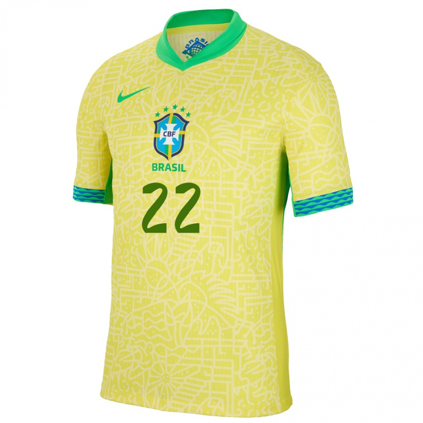 Vaikiškas Brazilija Cayo Felipe #22 Geltona Namų Marškinėliai 24-26 T-Shirt