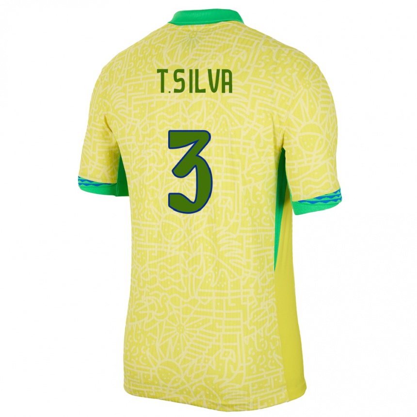 Vaikiškas Brazilija Thiago Silva #3 Geltona Namų Marškinėliai 24-26 T-Shirt