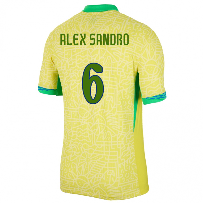 Vaikiškas Brazilija Alex Sandro #6 Geltona Namų Marškinėliai 24-26 T-Shirt