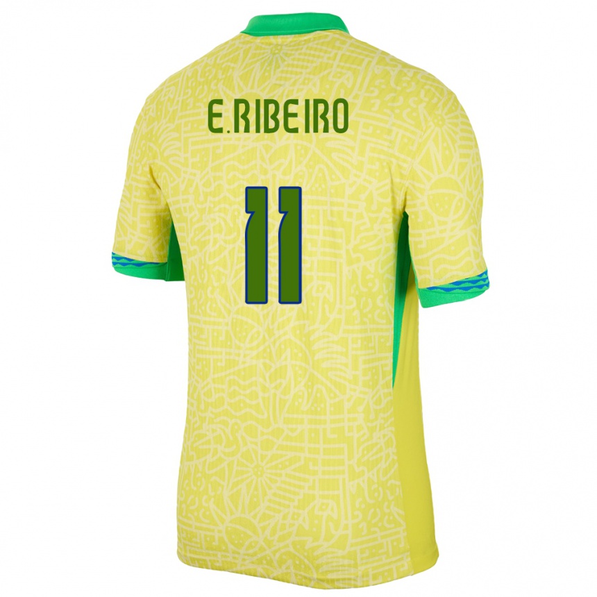 Vaikiškas Brazilija Everton Ribeiro #11 Geltona Namų Marškinėliai 24-26 T-Shirt