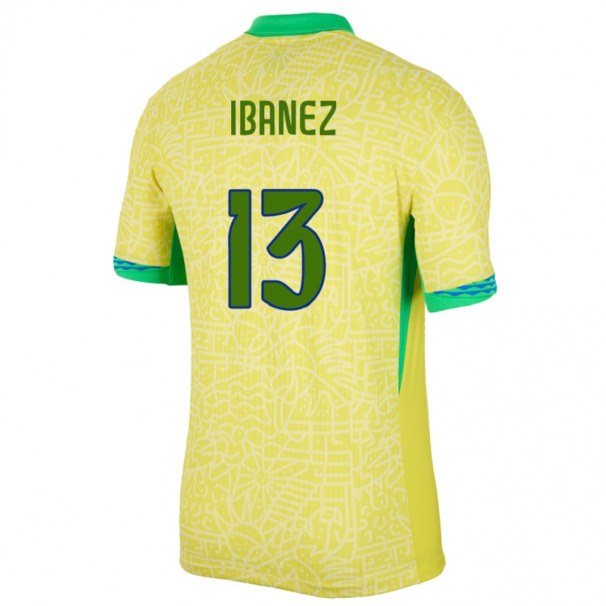 Vaikiškas Brazilija Roger Ibanez #13 Geltona Namų Marškinėliai 24-26 T-Shirt