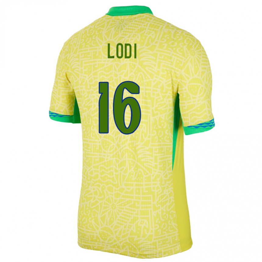 Vaikiškas Brazilija Renan Lodi #16 Geltona Namų Marškinėliai 24-26 T-Shirt