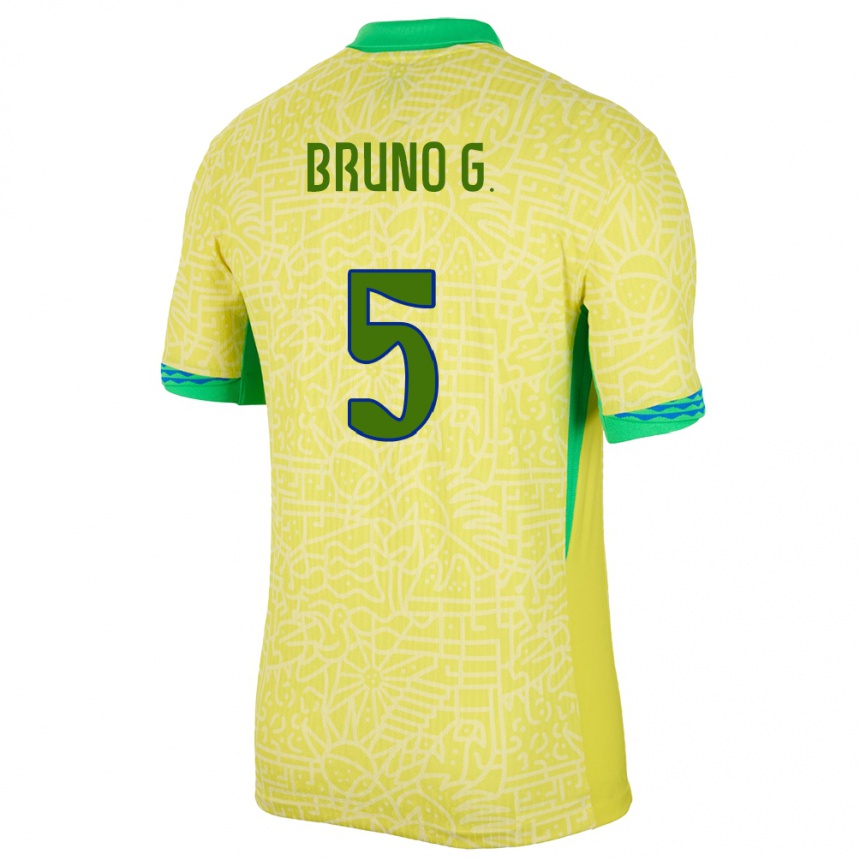 Vaikiškas Brazilija Bruno Guimaraes #5 Geltona Namų Marškinėliai 24-26 T-Shirt