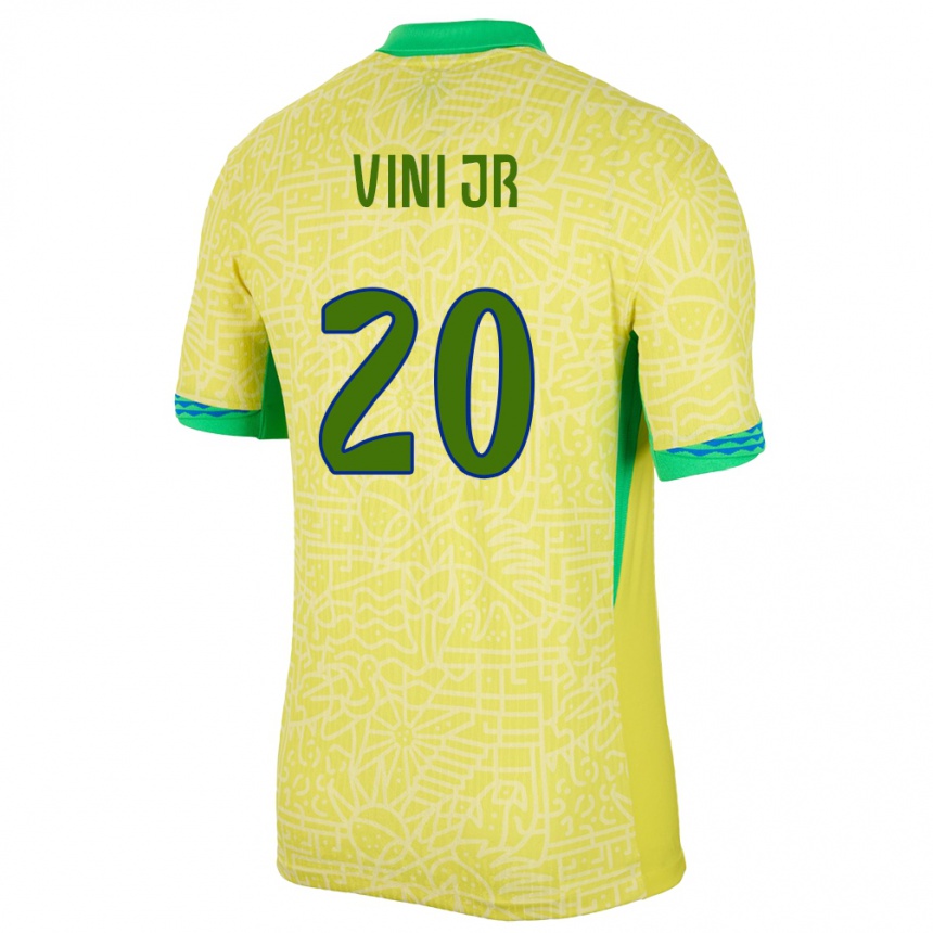 Vaikiškas Brazilija Vinicius Junior #20 Geltona Namų Marškinėliai 24-26 T-Shirt