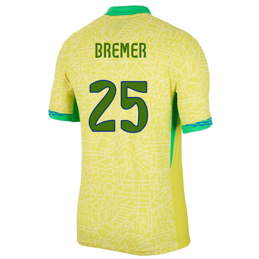 Vaikiškas Brazilija Bremer #25 Geltona Namų Marškinėliai 24-26 T-Shirt