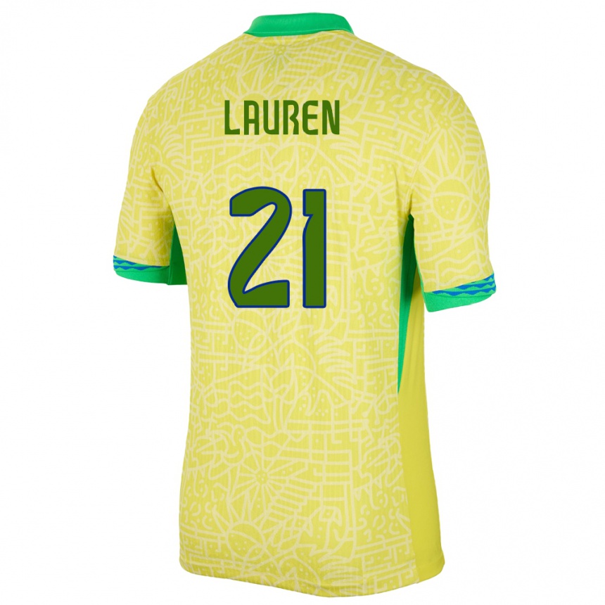 Vaikiškas Brazilija Lauren Costa #21 Geltona Namų Marškinėliai 24-26 T-Shirt