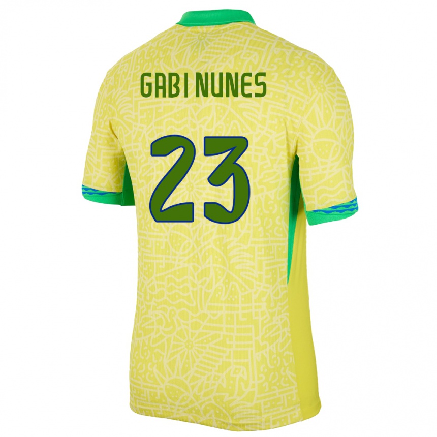 Vaikiškas Brazilija Gabi Nunes #23 Geltona Namų Marškinėliai 24-26 T-Shirt