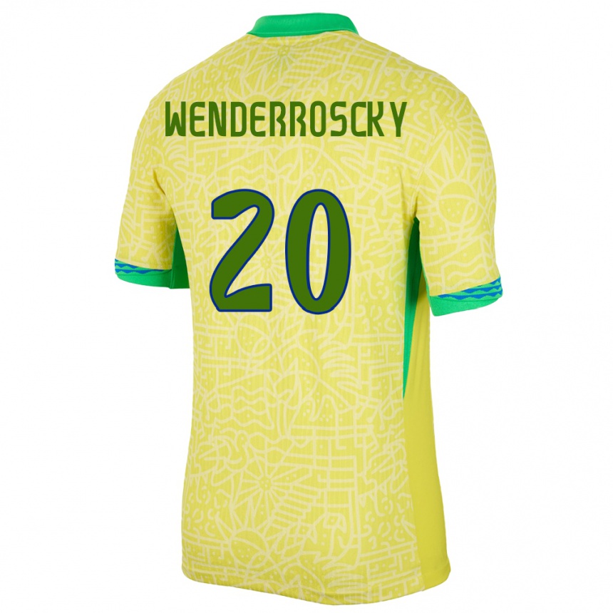 Vaikiškas Brazilija Arthur Wenderroscky #20 Geltona Namų Marškinėliai 24-26 T-Shirt