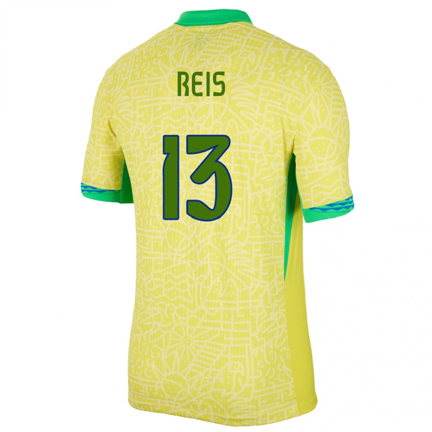 Vaikiškas Brazilija Vitor Reis #13 Geltona Namų Marškinėliai 24-26 T-Shirt