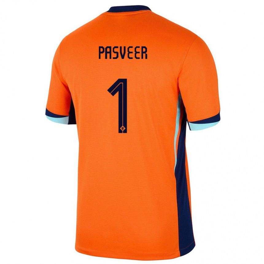 Vaikiškas Olandija Remko Pasveer #1 Oranžinė Namų Marškinėliai 24-26 T-Shirt