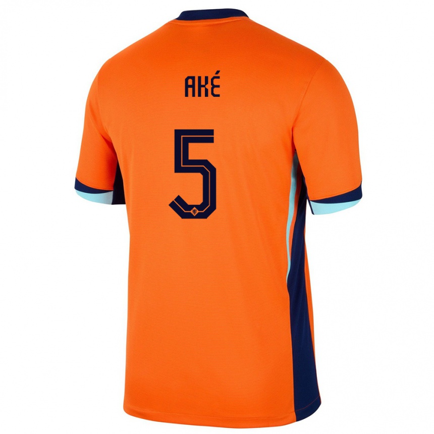 Vaikiškas Olandija Nathan Ake #5 Oranžinė Namų Marškinėliai 24-26 T-Shirt