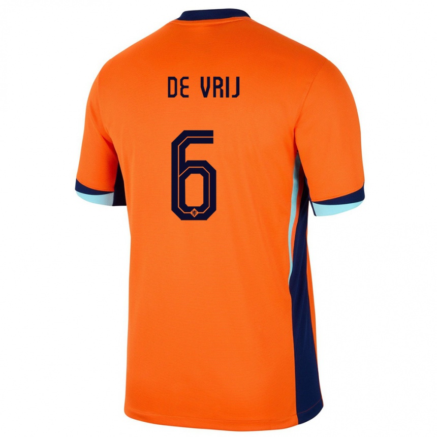 Vaikiškas Olandija Stefan De Vrij #6 Oranžinė Namų Marškinėliai 24-26 T-Shirt