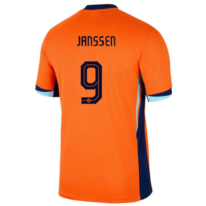 Vaikiškas Olandija Vincent Janssen #9 Oranžinė Namų Marškinėliai 24-26 T-Shirt