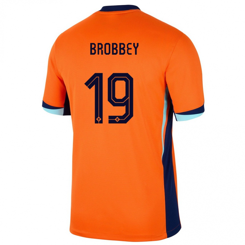 Vaikiškas Olandija Brian Brobbey #19 Oranžinė Namų Marškinėliai 24-26 T-Shirt