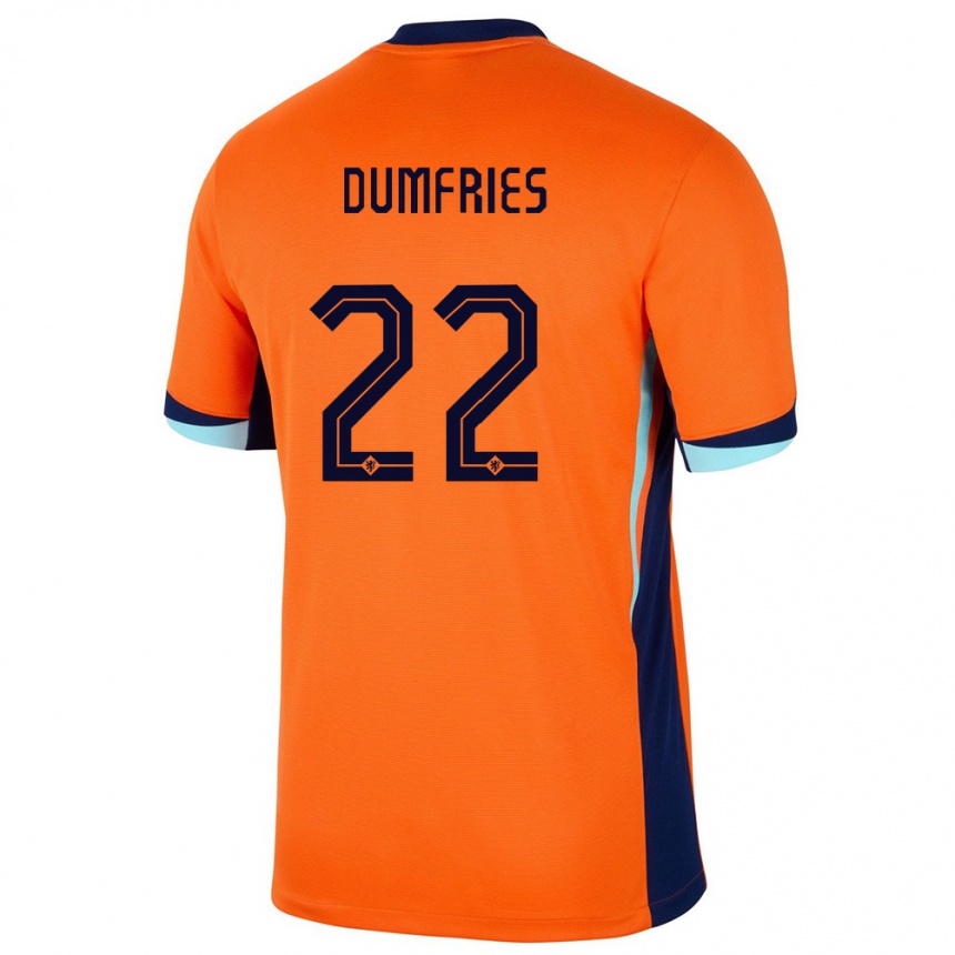 Vaikiškas Olandija Denzel Dumfries #22 Oranžinė Namų Marškinėliai 24-26 T-Shirt