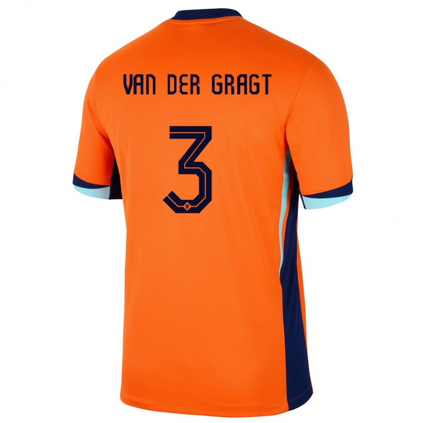 Vaikiškas Olandija Stefanie Van Der Gragt #3 Oranžinė Namų Marškinėliai 24-26 T-Shirt