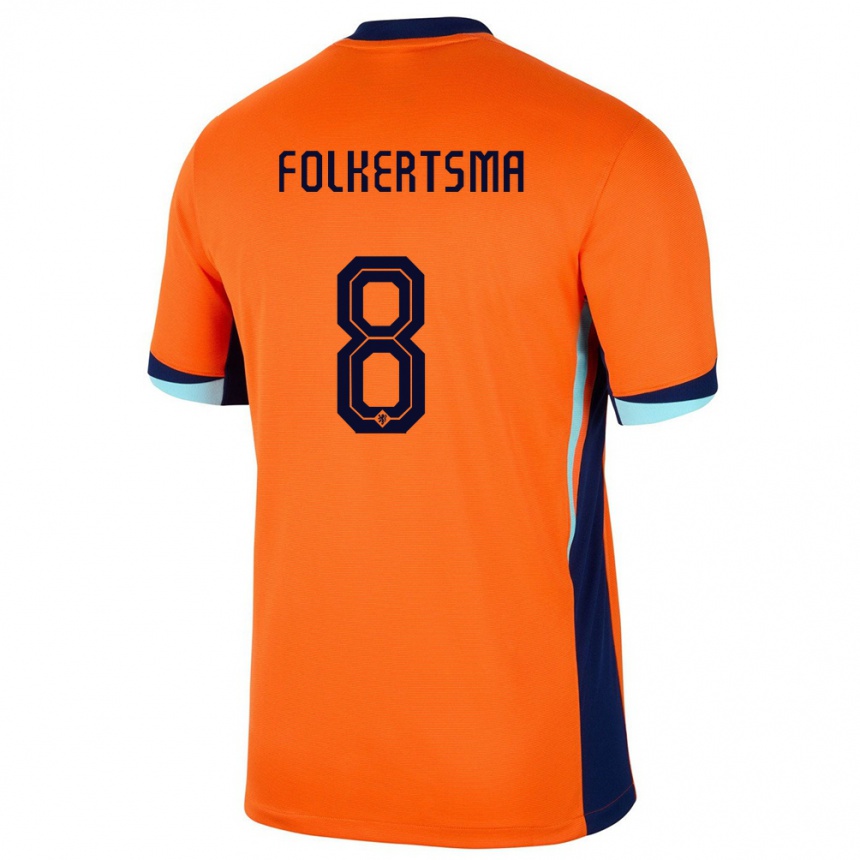 Vaikiškas Olandija Sisca Folkertsma #8 Oranžinė Namų Marškinėliai 24-26 T-Shirt