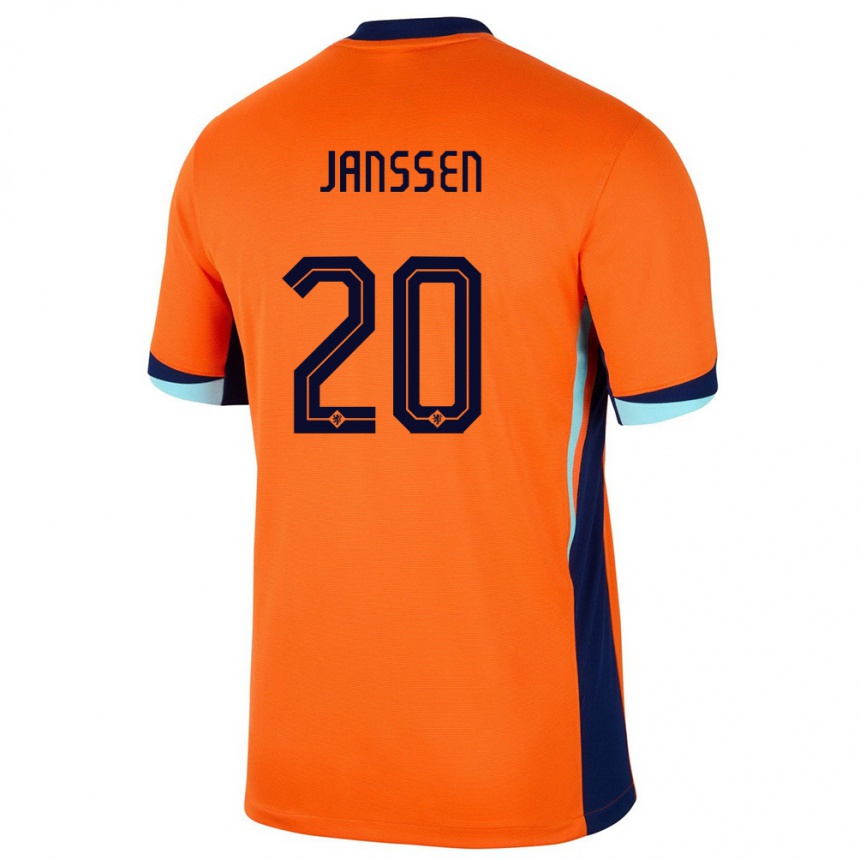 Vaikiškas Olandija Dominique Janssen #20 Oranžinė Namų Marškinėliai 24-26 T-Shirt