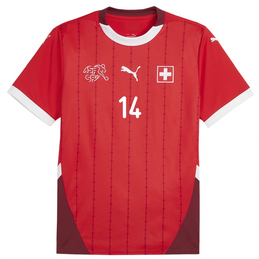 Vaikiškas Šveicarija Mohamed Zeki Amdouni #14 Raudona Namų Marškinėliai 24-26 T-Shirt